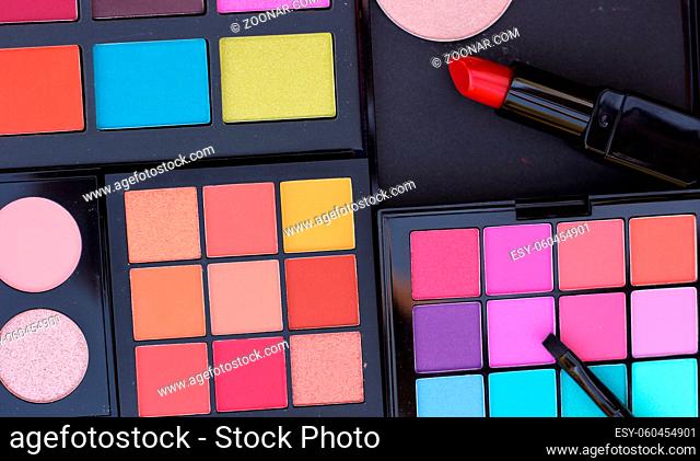 Colorful Cosmetic Pigment Palettes with Brushes