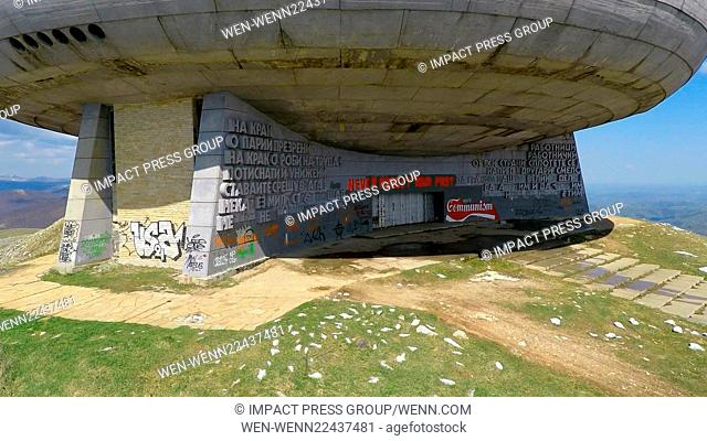 A view of The Buzludzha Monument builded on the top of Stara Planina mountain by the former Bulgarian communist regime. The Buzludzha Monument which looks like...