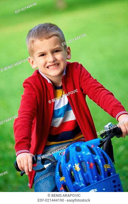 Young boy on the bicycle at Park
