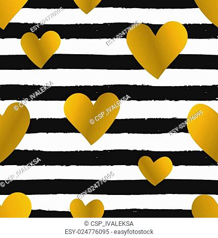 Gold Hearts and Stripes Seamless Pa