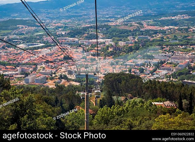Guimarães, Portugal - Panoramic view of the City and the Surrounding Mountains from Penha Park