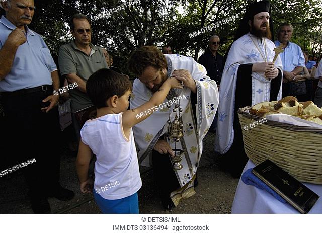 Orthodox mass  Prophet Ilias festival  Ambelakia village  Larissa Prefecture, Thessaly, Greece