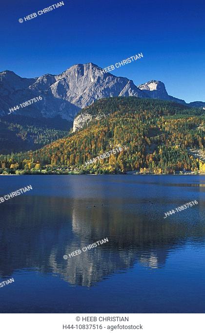 Austria, Europe, Totes Gebirge, Lake Grundlsee, near Gossl, Styria, landscape, autumn, alps, mountains, water