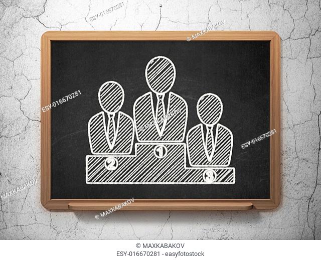 Law concept: Business Team icon on Black chalkboard on grunge wall background, 3d render