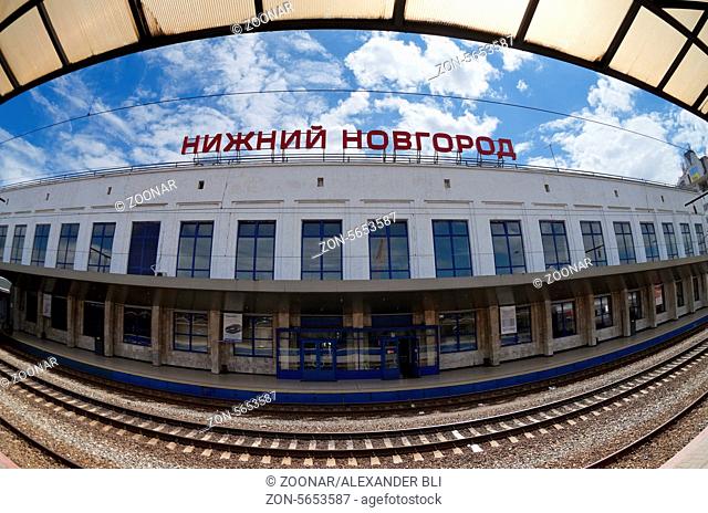 NIZHNY NOVGOROD, RUSSIA - JULY 1: View of Moskovsky Rail Terminal in July 1, 2012 in Nizhny Novgorod, Russia. The station was built in the 70s of XX century