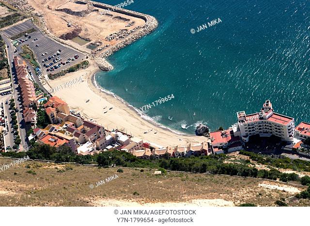 Catalan Bay Village, view from above of the Rock of Gibraltar