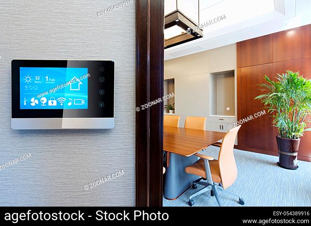 smart screen on wall with modern meeting room