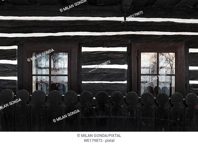 Windows of a traditional house in Horny Kalnik village, northern Slovakia