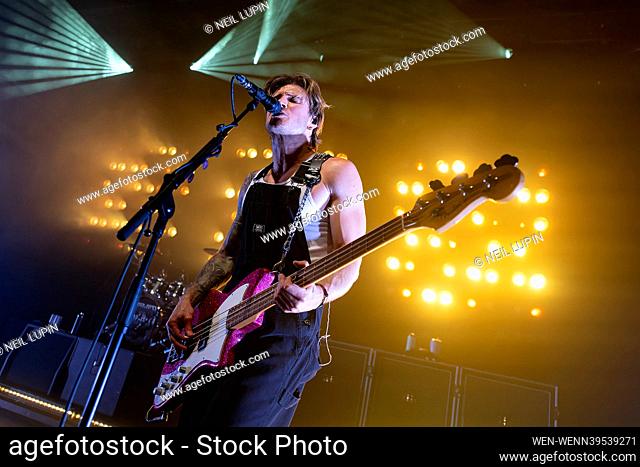 CAMBRIDGE, ENGLAND: McFly perform on stage at the Cambridge Corn Exchange Featuring: Dougie Poynter Where: Cambridge, United Kingdom When: 20 Nov 2023 Credit:...