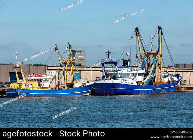 Dutch fishings cutters in harbor Vlissingen, The Netherlands
