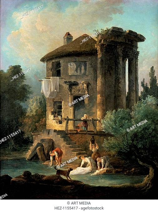'The Temple of Vesta at Tivoli', Rome, 1831. From the Musee des Beaux-Arts, Angers, France