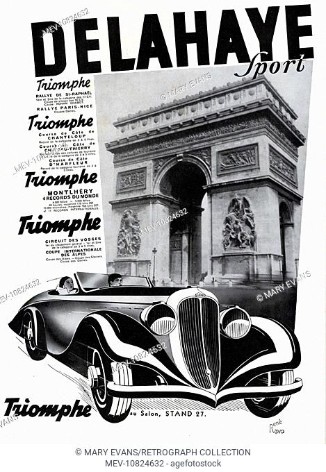 Art Deco Magazine Advertisement for Delahaye cars