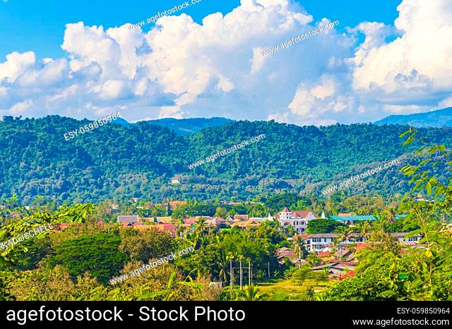 Panorama of the mountain landscape of Luang Prabang city in Laos world tour in Southeast Asia