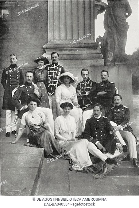 William II, Emperor of Germany's family, during the Brunswick festivities: (front) Princess Eitel Friedrich, Crown Princess