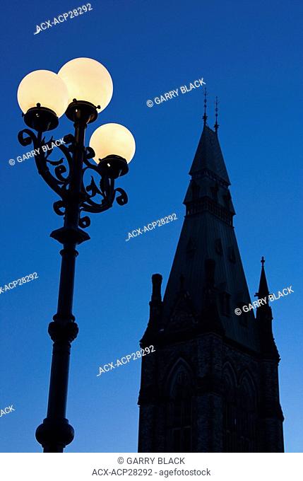 Lamp Post and Crescent Moon, Parliament Buildings, Ottawa, Ontario, Canada