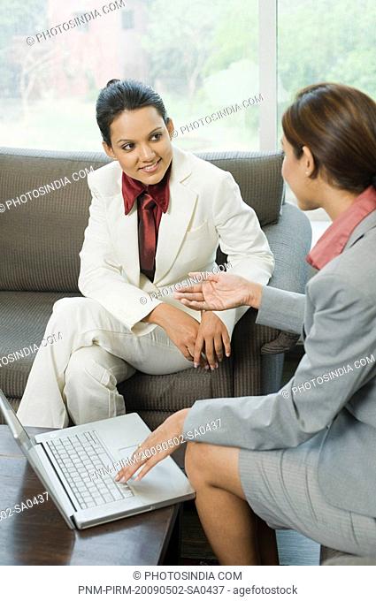 Two businesswomen discussing a project