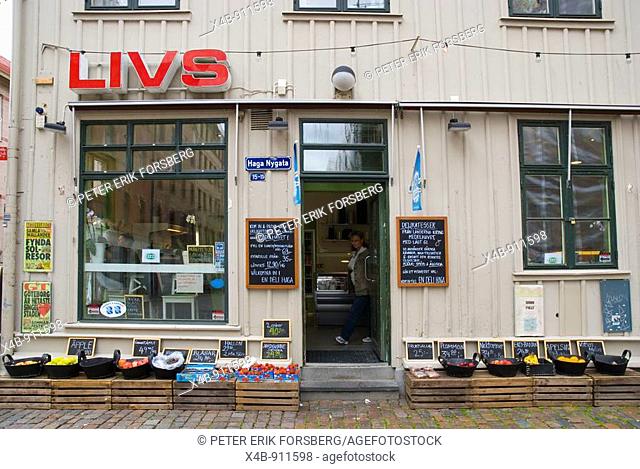 Restaurant and grocery shop in Haga district Gothenburg Sweden Europe