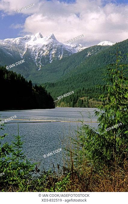 Capilano Lake and 'The Lions, ' North Vancouver, British Columbia, Canada