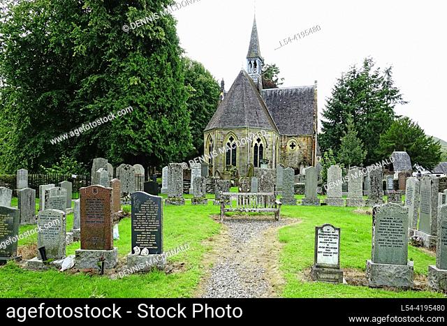 Luss Parish Church and Cemetery Village of Luss on Loch Lomond Lake Scotland United Kingdom British Isles Trossachs National Park Highlands