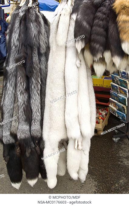Furs and pelts at the market Bergen, Norway