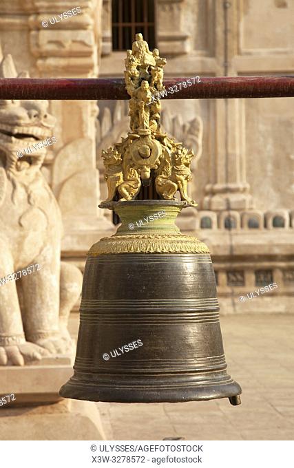 Bell, Ananda temple, Old Bagan village area, Mandalay region, Myanmar, Asia