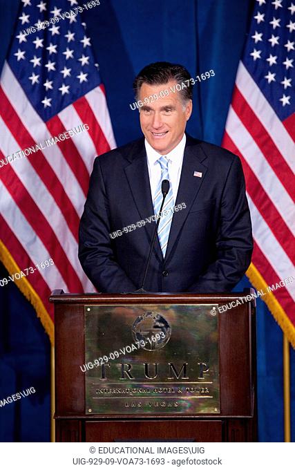 Governor Mitt Romney Speaks at 2012 Presidential Campaign, Las Vegas, Nevada