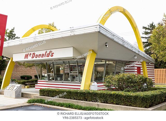 The first McDonalds hamburger restaurant now a museum in Des Plaines, Illinois, USA