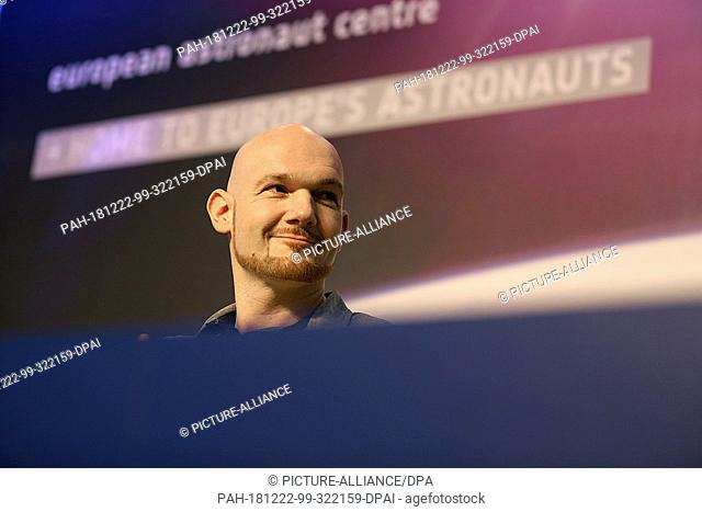22 December 2018, North Rhine-Westphalia, Köln: Astronaut Alexander Gerst speaks at a press conference. Gerst talks at the European Astronaut Centre about the...