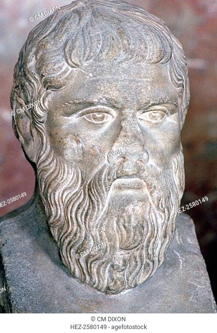 A Roman copy of a Greek original bust of Plato (424/3-348/7 BC) of the mid 4th century BC, from the Louvre's collection, 4th century BC