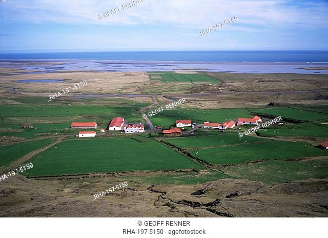 Farmland on the southeast coast, Iceland, Polar Regions