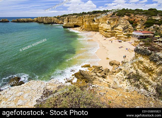 View of the beautiful coastline near Albufeira in the Algarve, Portugal