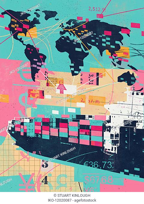 Global trade collage