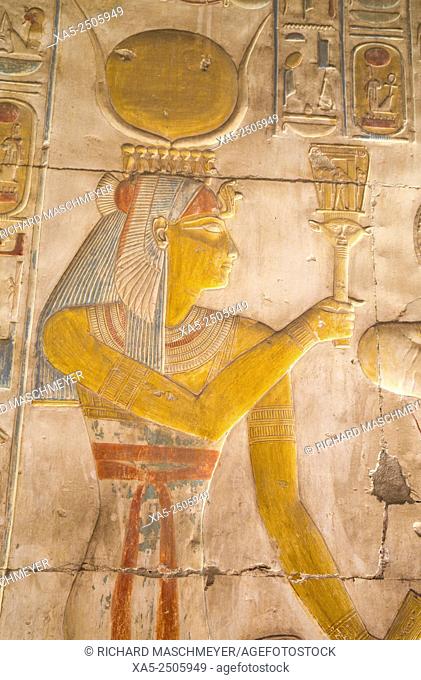 Bas-relief of Goddess Hathor, Temple of Seti I, Abydos, Egypt