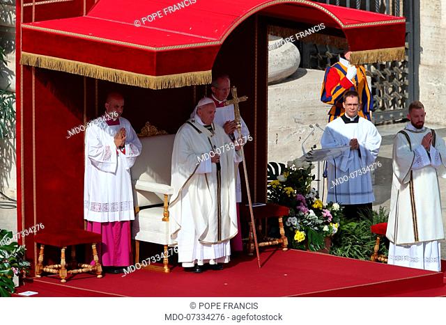 Pope Francis celebrates Mass in St. Peter's Square with the canonization ceremony for five blessed: John Henry Newman (1801-1890)