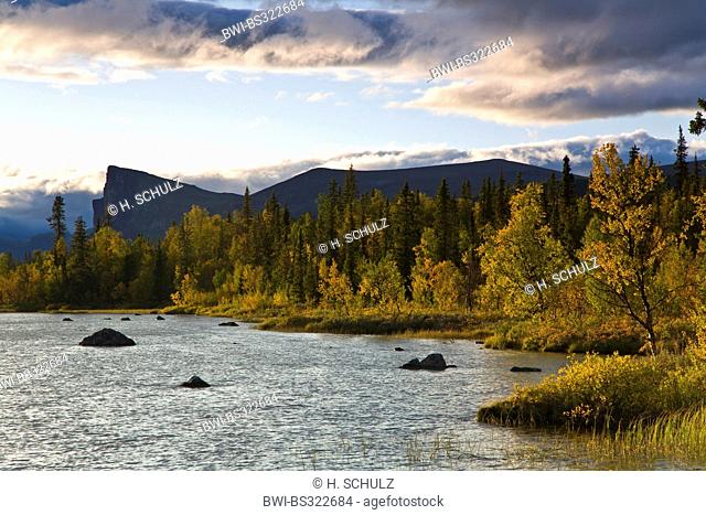 view from Laitaure Lake to Skierffe , Sweden, Lapland, Norrbottens Laen, Sarek National Park