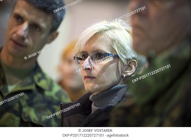 Czech Defense Minister Karla Slechtova visits 21st tactic air-force base in Caslav, Czech Republic, on December 22, 2017