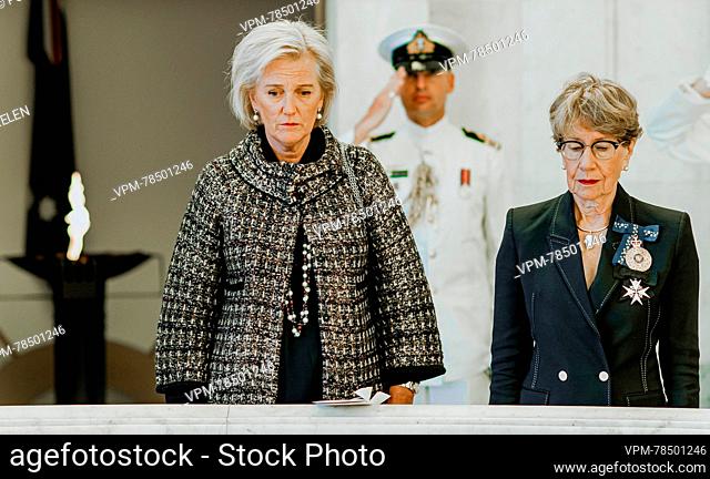 Princess Astrid of Belgium and Governor of New South Wales Margaret Beazley pictured during a WWII Commemorative event at the Hall of Memory at the Anzac...