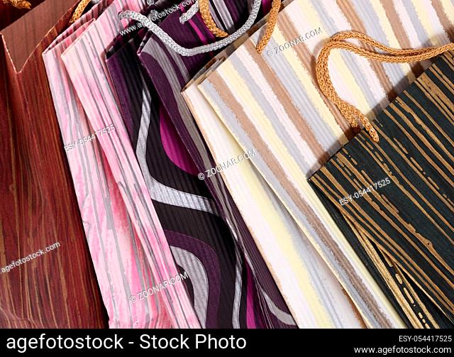 Close up of colorful paper shopping bags