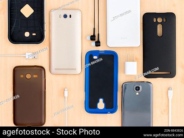 collection Cell phone, smartphone and accessories for background