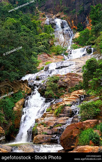 Waterfall Ella in Sri Lanka - one of the biggest waterfalls in country