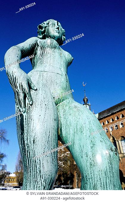 Bronze statue of naked woman. Stockholm. Sweden