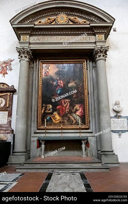 FLORENCE, TUSCANY/ITALY - OCTOBER 19 : Andrea del Minga painting of Christs prayer in the garden of Gethsemane in Santa Croce Church in Florence on October 19