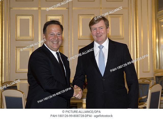 King Willem-Alexander of The Netherlands at Palace Noordeinde in The Hague, on January 22, 2018, to receive the president of Panama