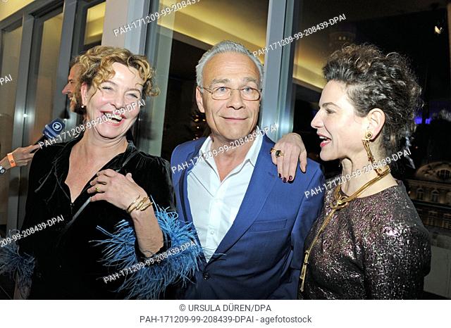 Actress Margarita Broich (L), actor Klaus J. Behrendt, and Bibiana Beglau are guests at the traditional Advent meal of the ARD at the Bayerischer Hof in Munich