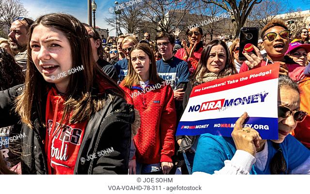 MARCH 24, 2018: Washington, D.C. hundreds of thousands protest against NRA on Pennsylvania Avenue during 'March for Our Lives' Rally, Washington D.C