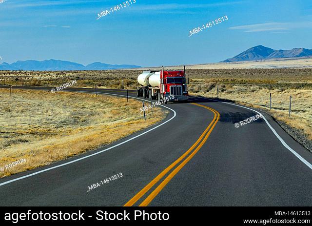 Tanker truck on State Highway 196 in Skull Valley
