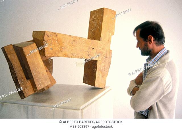 Museo de Arte Abstracto de Cuenca. 'Abesti Gogorra I' by Chillida. Castilla la Mancha. Spain