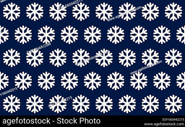 Seamless white snowflake on blue background, 3D rendering
