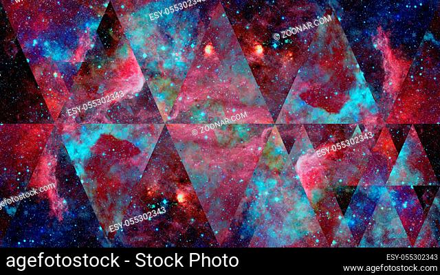 Image of the nebula, galaxy and the sacred geometry collage. Abstract cosmos. Elements of this image furnished by NASA