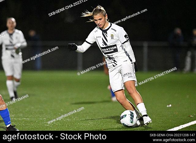 Melissa Tom (77) of Charleroi pictured in action with the ball during a female soccer game between Racing Genk Ladies and Sporting du pays de Charleroi on the...